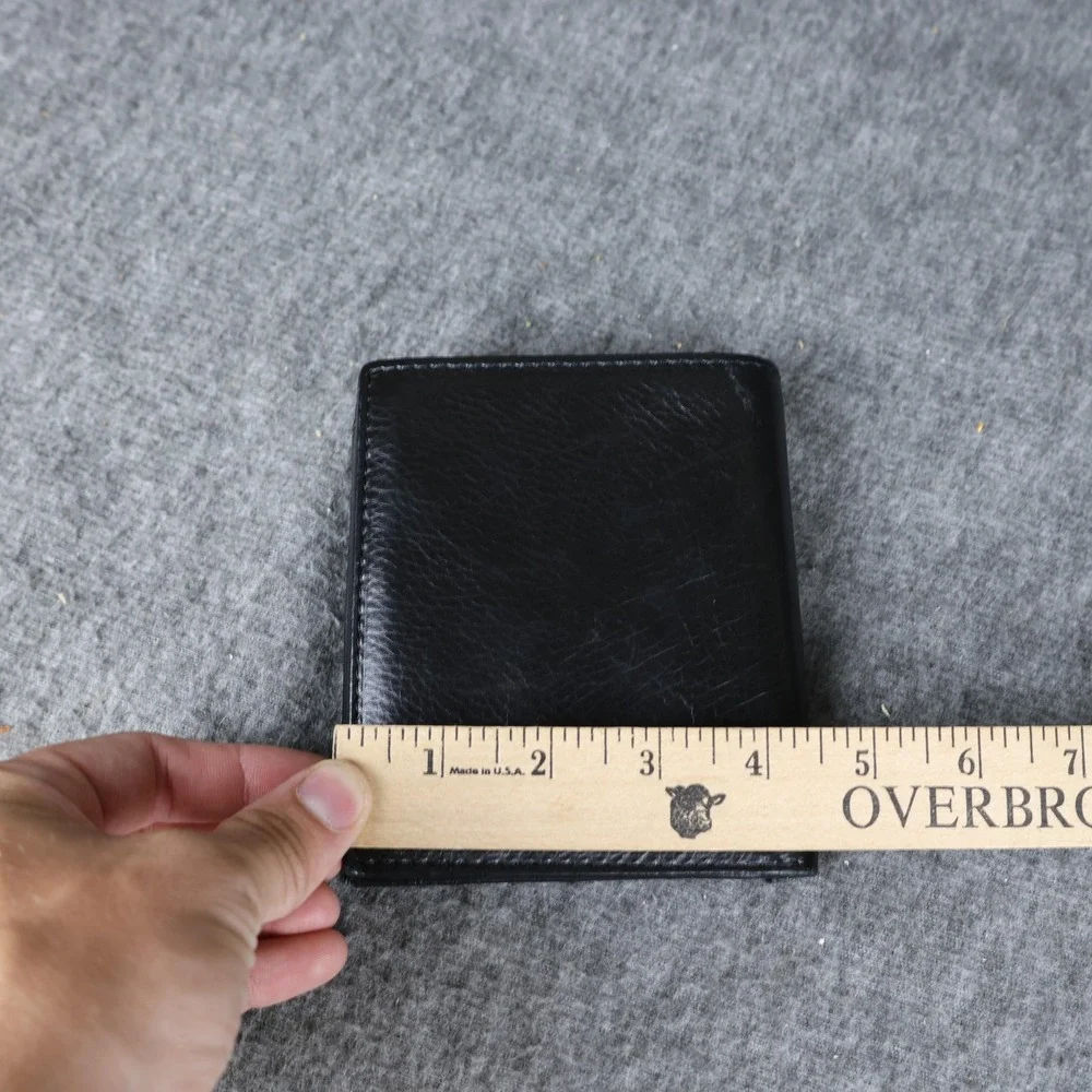 Leather Wallet Mens One Size Black Bifold RFID Protection Card Holder Slim